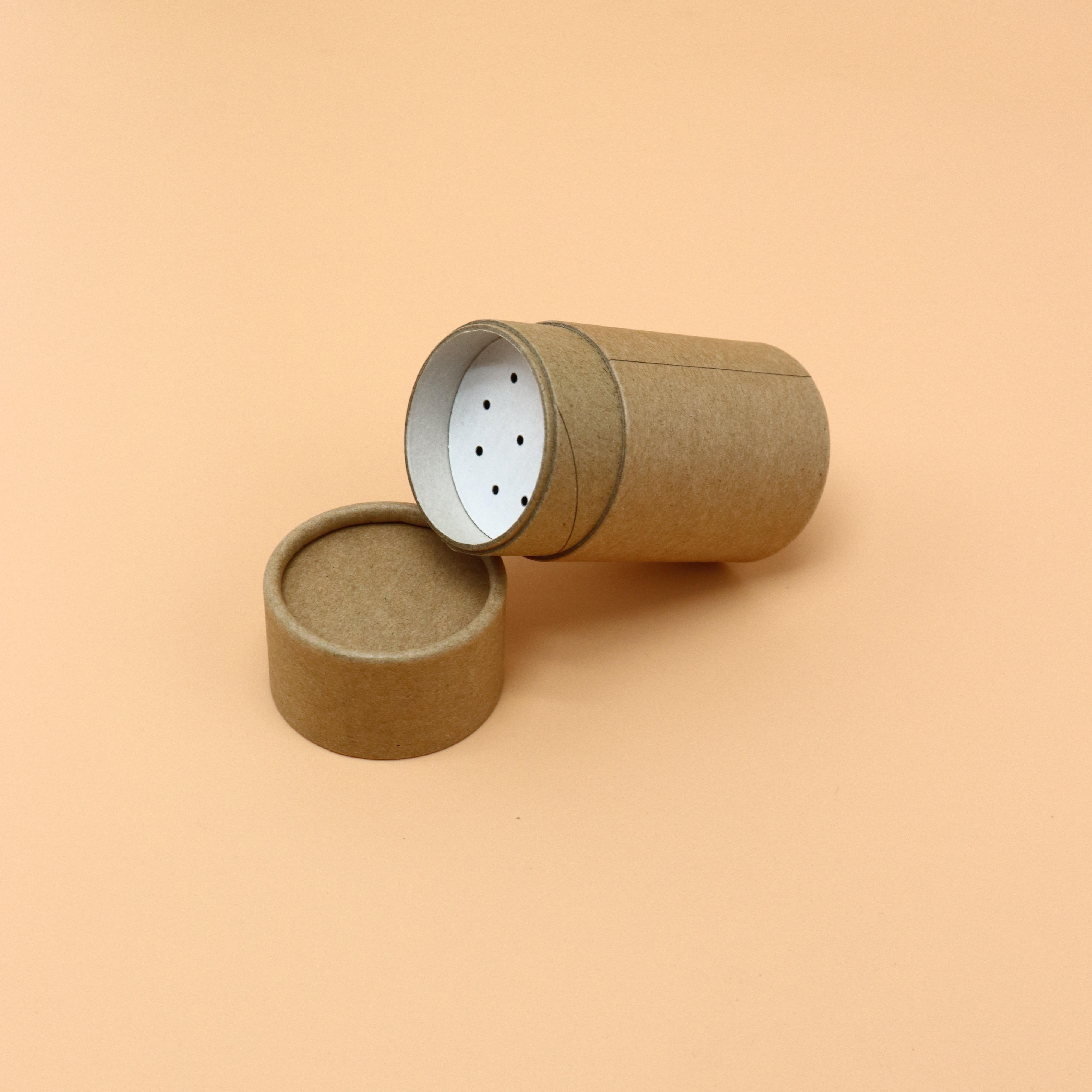 Nuevo diseño, tubo de Kraft de pimienta, sal, especias, embalaje, contenedor de tubo de papel de polvo suelto biodegradable