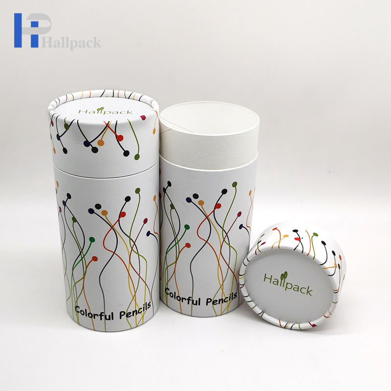 Suministros de Arte de papelería personalizados respetuosos con el medio ambiente, caja cilíndrica de cartón, embalaje de tubo de papel para pintar, lápices de colores con pigmento