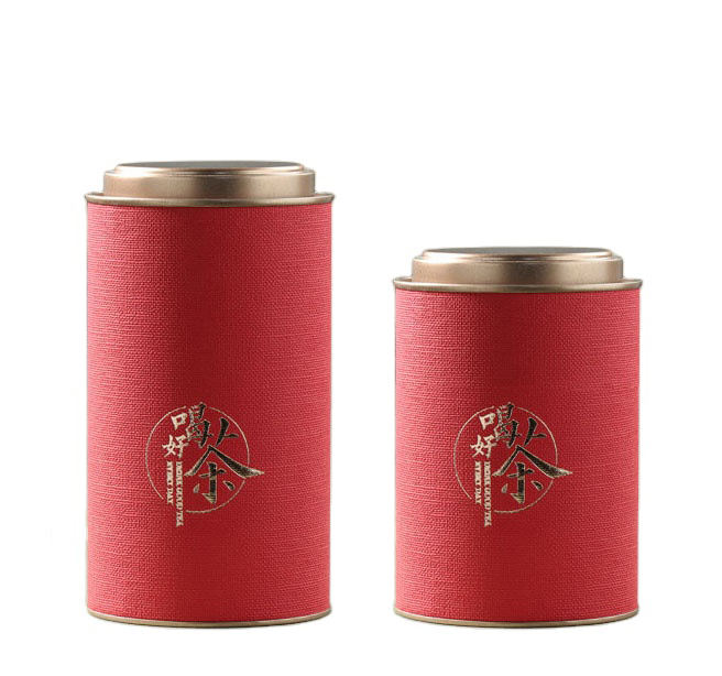 Botes de té hechos de papel especiales Red Stock de 125 g con tapas de hierro