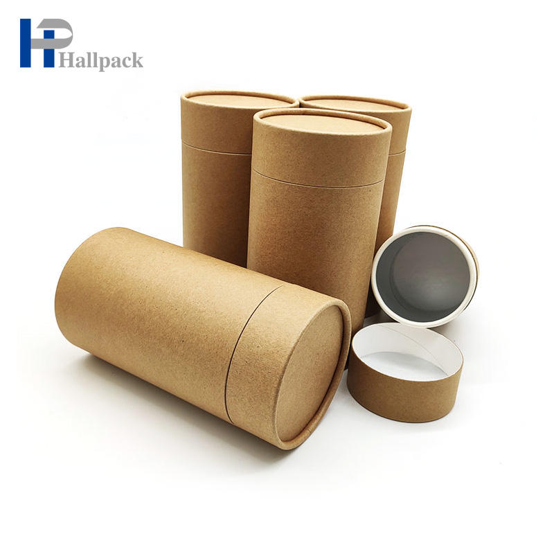 Tubo de papel Kraft marrón de calidad alimentaria, forma de cilindro ecológico, embalaje para el cuidado de la piel del té, cilindro de papel artesanal para cosméticos y galletas
