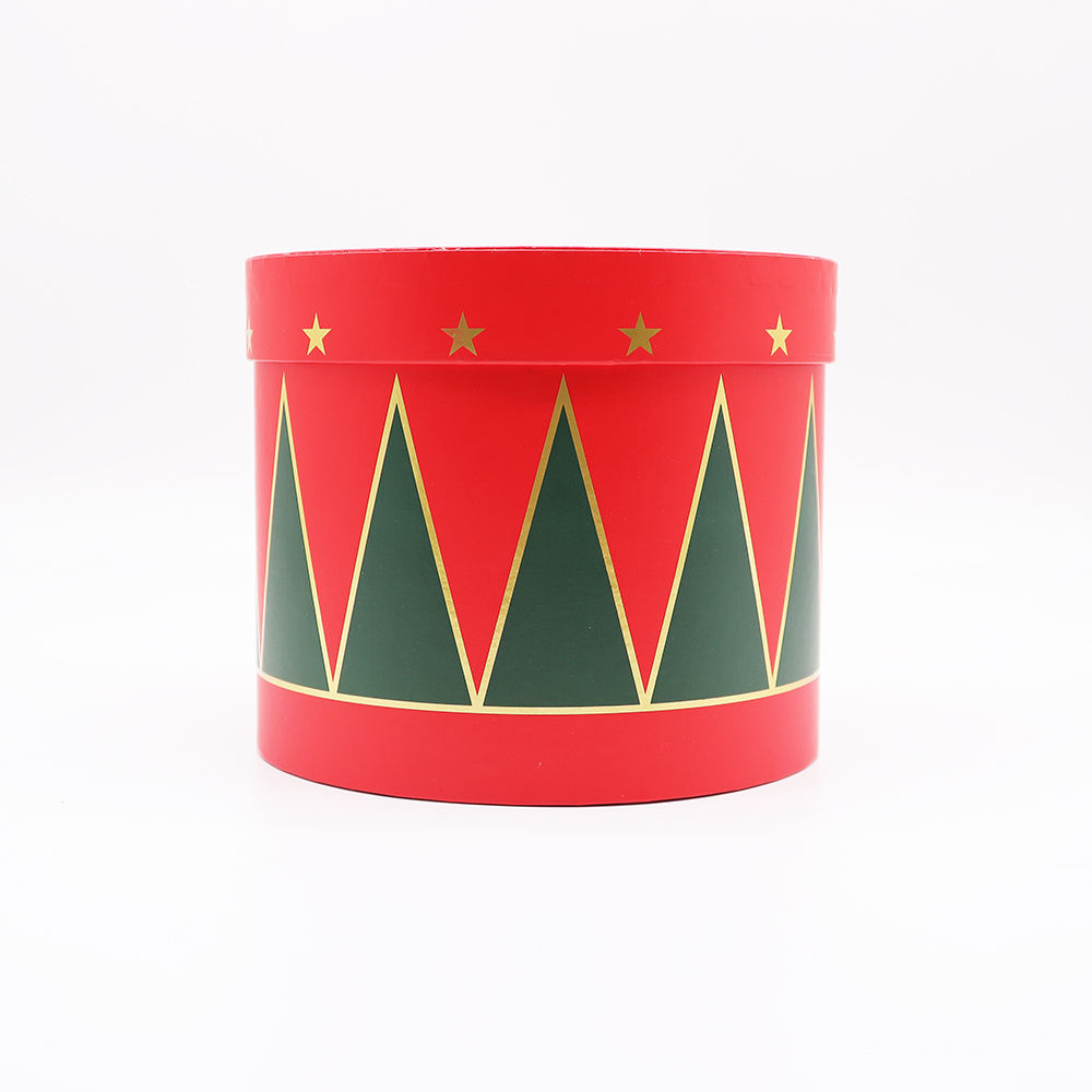 Conjunto para guardar las vacaciones, embalaje de cartón de regalo rojo, se puede personalizar, embalaje de caja de regalo de flores de papel redondo biodegradable