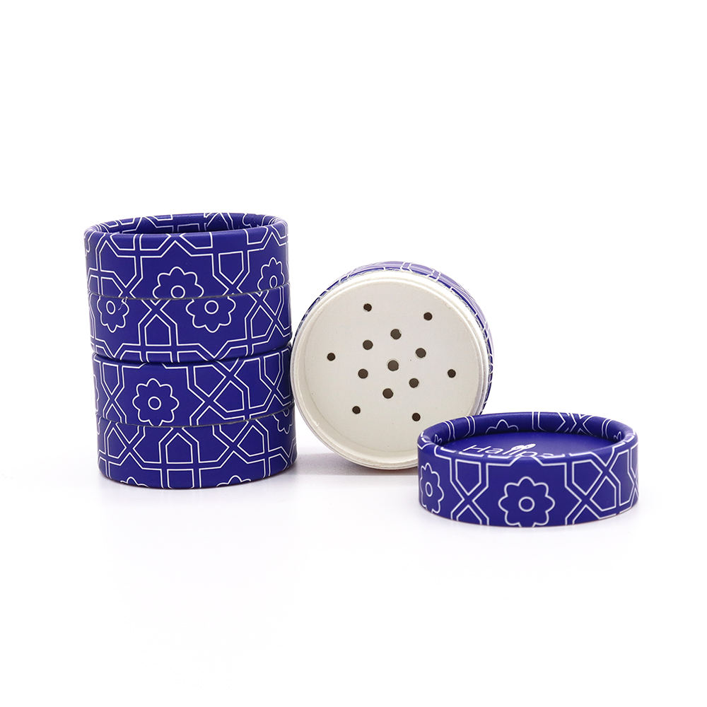 Caja redonda de cartón de calidad alimentaria, respetuosa con el medio ambiente, tubo salero y especias con tamiz superior para embalaje de papel en polvo suelto