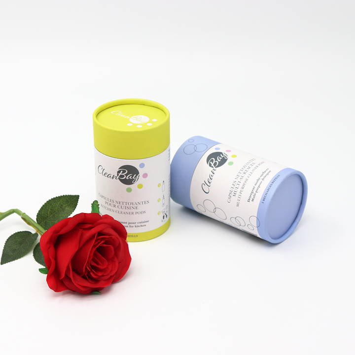 Caja cilíndrica de cartón para limpiador personalizado ecológico, embalaje de tubo de papel para muebles, detergente multiusos para Windows