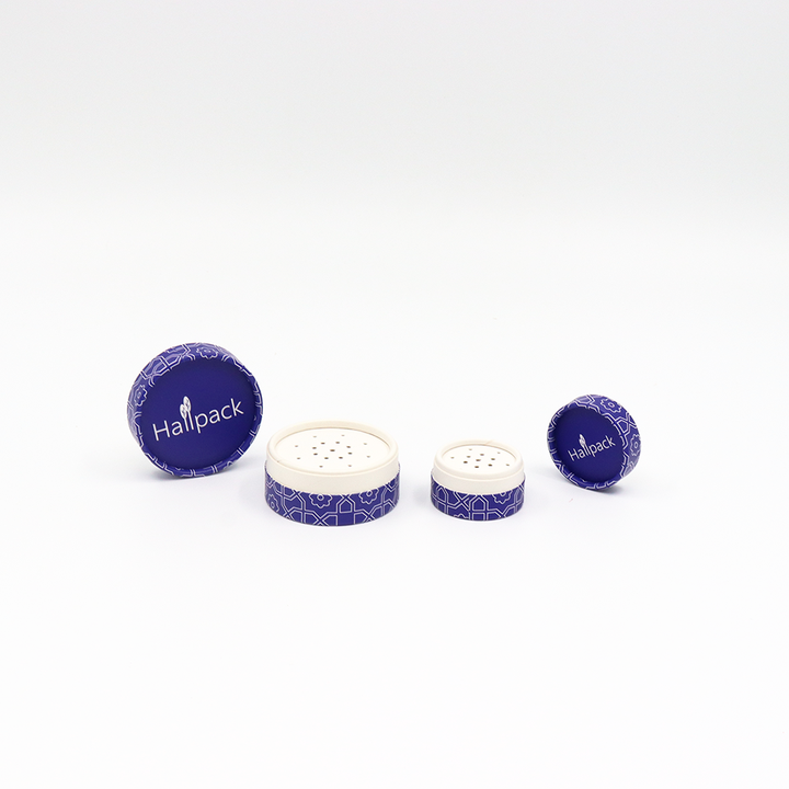 Embalaje cosmético personalizado de alta calidad, caja cilíndrica de cartón, embalaje de tubo de papel con tamiz para sombra de ojos en polvo suelto
