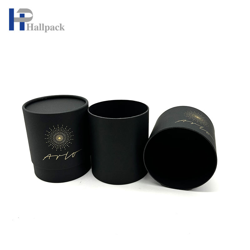 Tubo de papel de empaquetado del perfume cosmético del cilindro del sello del oro negro del nuevo estilo