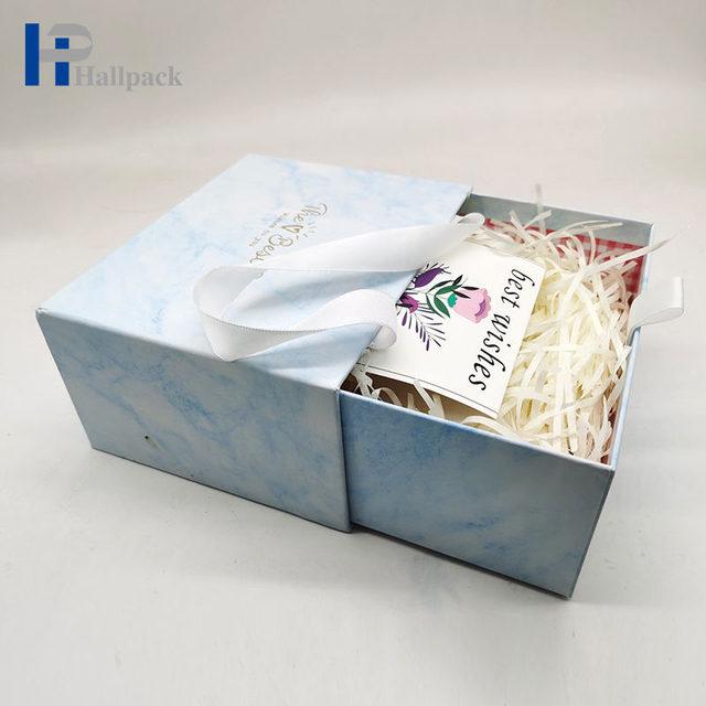 Caja de papel de empaquetado de papel de lujo modificada para requisitos particulares del cajón azul de la caja de regalo