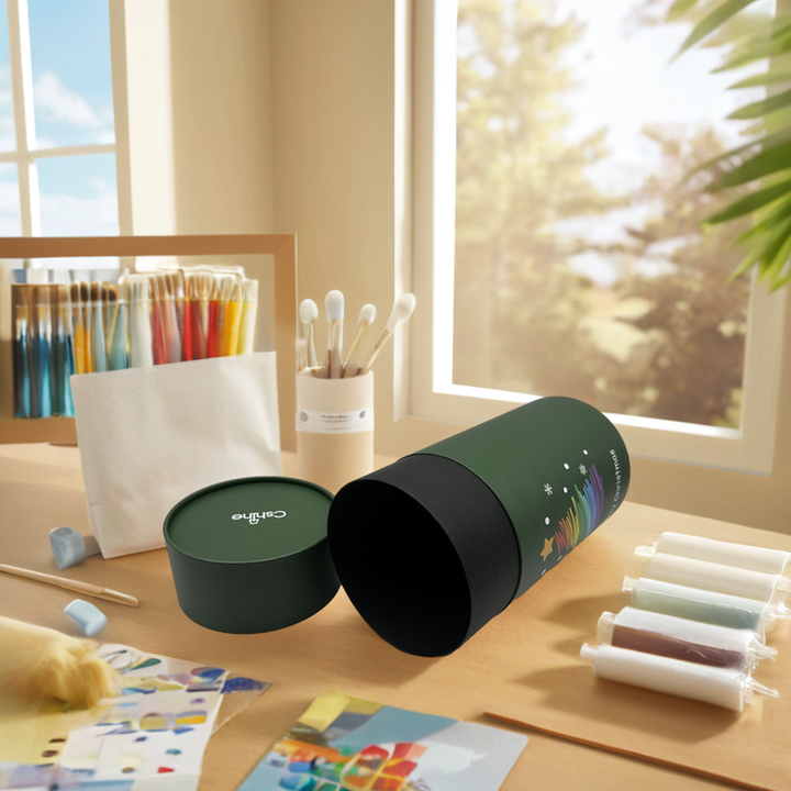 Tubo redondo de papel artesanal verde cilindro ecológico de venta caliente