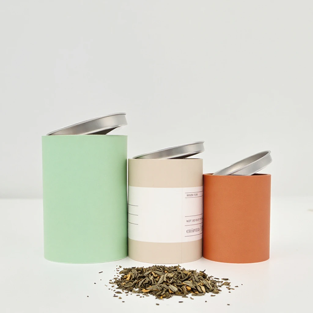 Contenedores de papel de caja de té de cartón redondo biodegradable para té