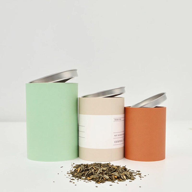 Contenedores de papel de caja de té de cartón redondo biodegradable para té