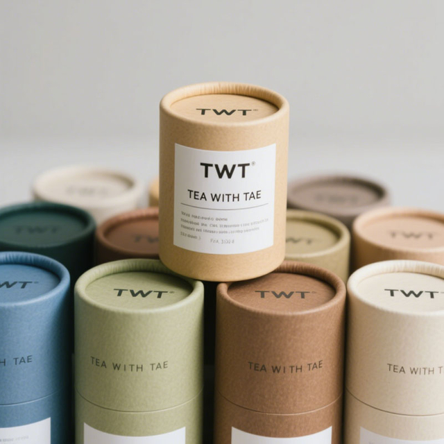 Impresión personalizada biodegradable Embalaje de té suelto Cardboard de caja redonda
