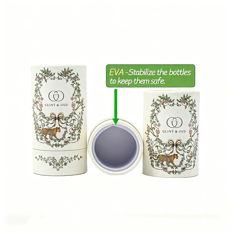 Cilindro de caja redonda biodegradable para botella de perfume embalaje de tubo de papel de botella