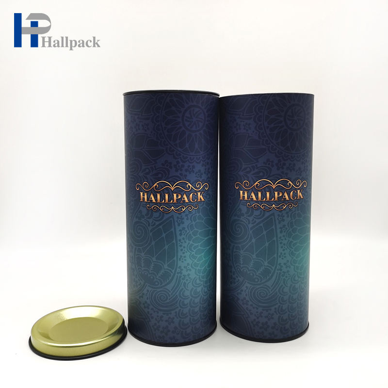Empaquetado del tubo redondo de la tapa del metal del envase del cilindro de la cartulina de la categoría alimenticia de Hallpack