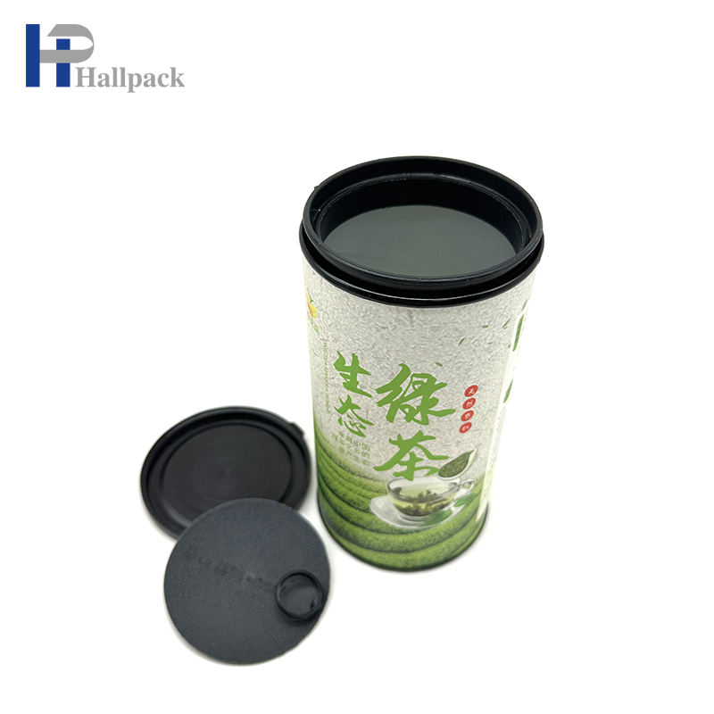 Tubo de papel de empaquetado del té verde de la cartulina con fácil tirar de la tapa plástica