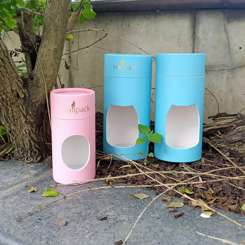 Cajas biodegradables de empaquetado del cilindro de la ventana de la vela de la vela del tejido de Kraft de la vela de empaquetado del tubo de papel vacío redondo de encargo