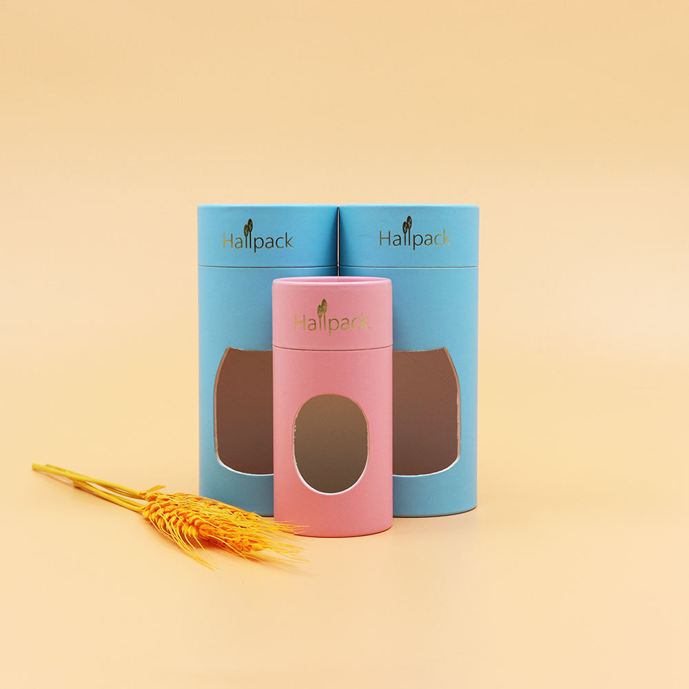 Tubo de papel de cartón ecológico de calidad alimentaria, cilindro de cartón, avena enlatada, tubo de papel para comida de desayuno con ventana