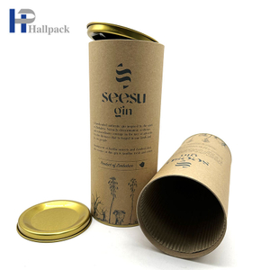 Nuevo diseño de comida, té, café, cartón redondo, embalaje, tubo de papel Kraft con cubierta de hierro