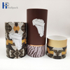 Cajas de tubos de embalaje de camisetas de papel artesanal reciclado, cajas redondas de cartón Kraft con manejo de superficie en relieve para cosméticos