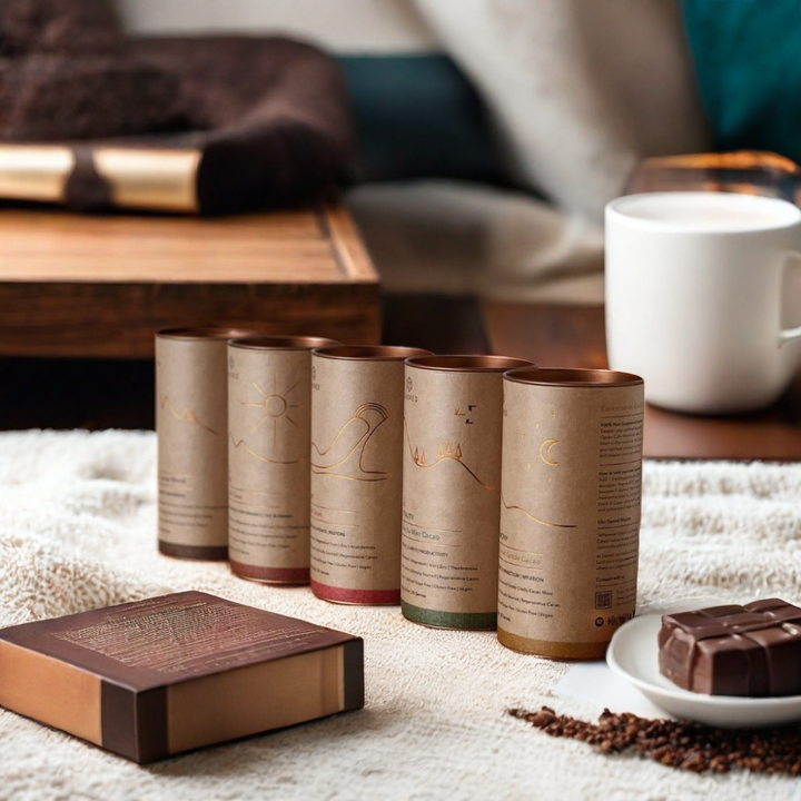 El lujo crea el empaquetado para requisitos particulares de cartón de la caja del tubo redondo de la categoría alimenticia para la lata de papel del chocolate del cacao