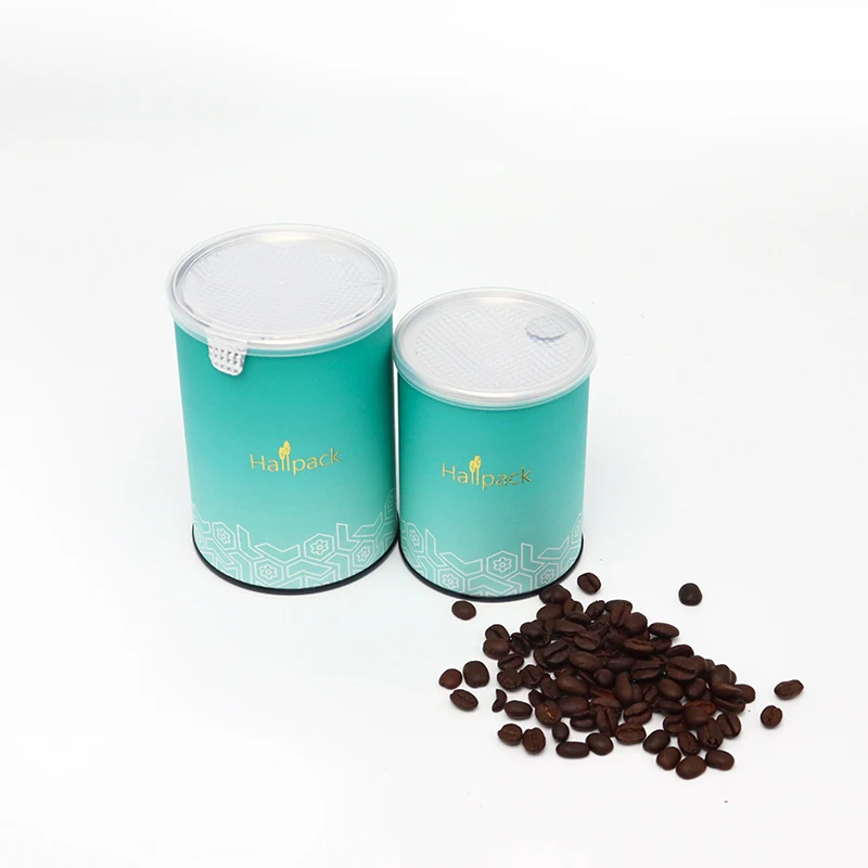 Embalaje de tubo de papel de grado alimenticio recipientes personalizados para granos de café con tapa