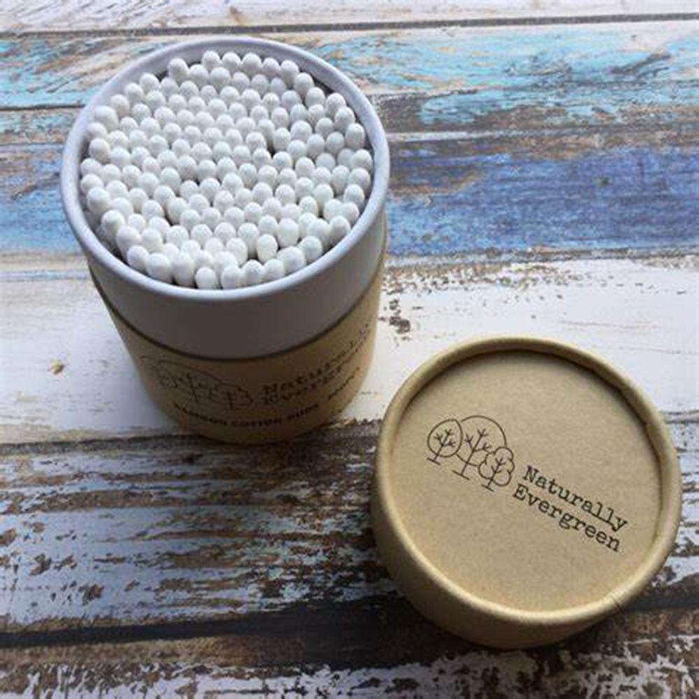 Paquete de caja de tubo redondo empaquetado cartón cosmético personalizado biodegradable para brotes de algodón de bambú