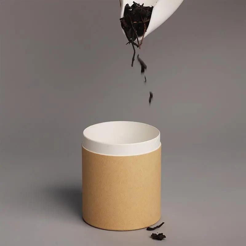 Envasado de cilindro redondo de tubo de papel Kraft personalizado de calidad alimentaria biodegradable para polvo de proteína de té y granos de café