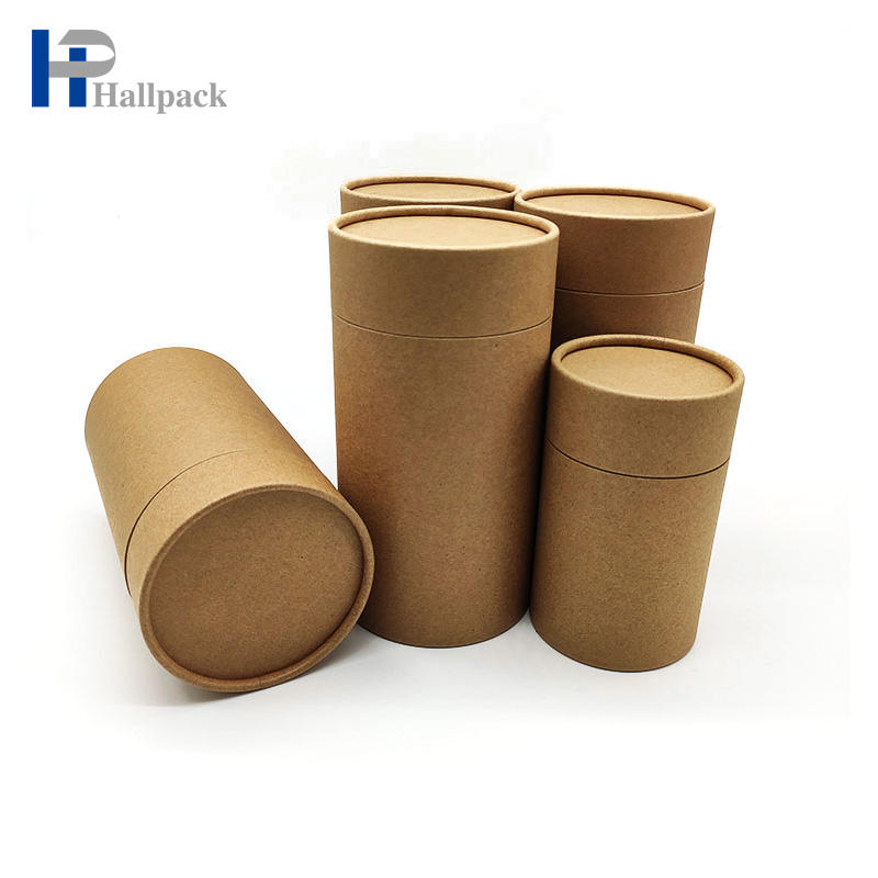 Tubo de papel Kraft marrón de calidad alimentaria, forma de cilindro ecológico, embalaje para el cuidado de la piel del té, cilindro de papel artesanal para cosméticos y galletas