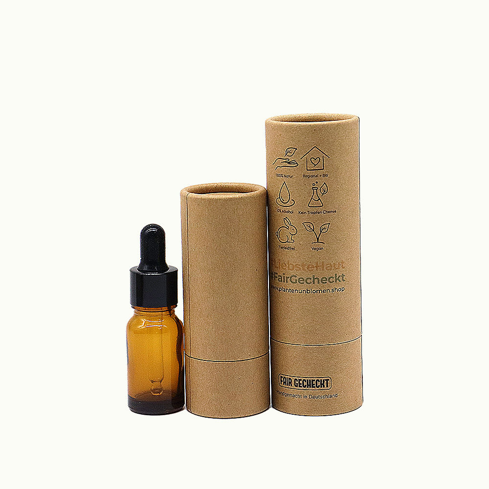 10ml 30ml 50ml 100ml Envases cosméticos Cartón Kraft reciclado Aceite esencial Botella de perfume Envases de tubos de papel marrón