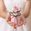 Conjunto pequeño de cajas de rosas de gamuza preservadas, cartón de embalaje para flores, cilindro de regalo de flores de papel Mini de forma redonda rígida ECO personalizado