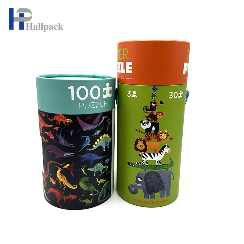 Empaquetado reciclable del tubo de papel del cilindro del rompecabezas del logotipo personalizado al por mayor del tamaño