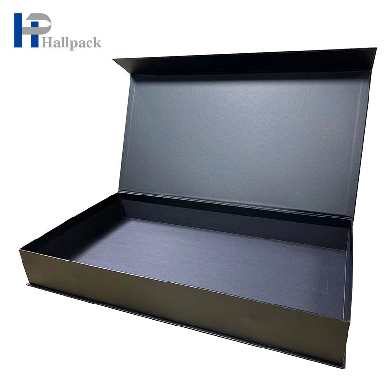Caja de papel de embalaje de ropa de caja magnética de gran tamaño negra con mejores ventas de fábrica