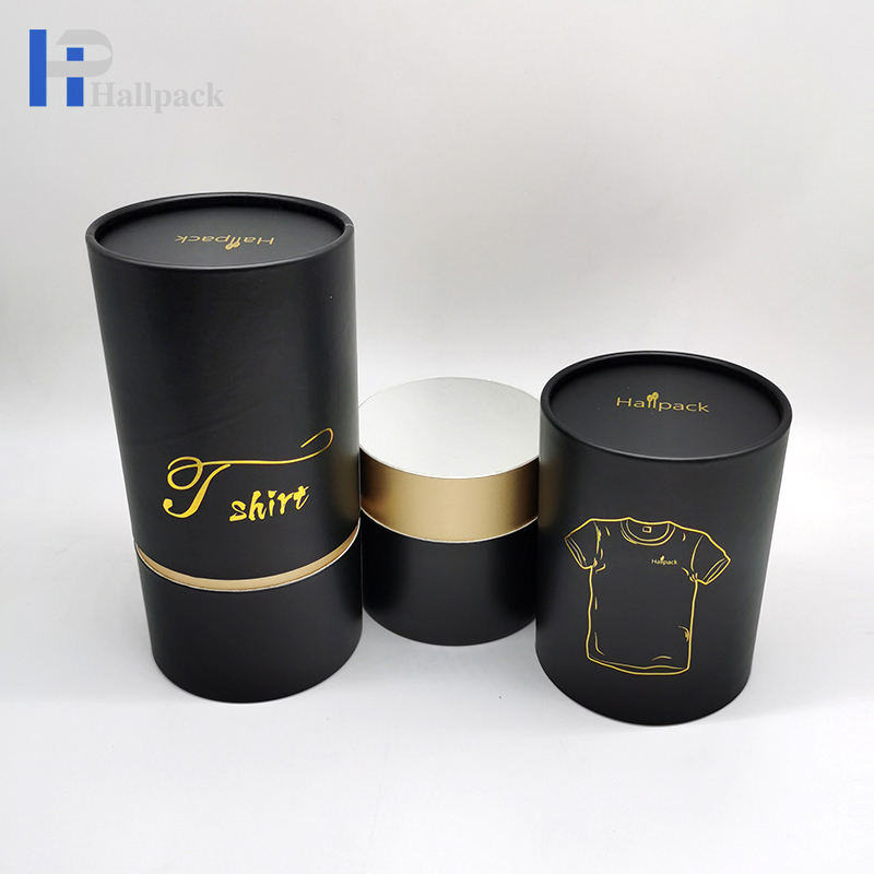 Tubo de papel redondo negro biodegradable del cilindro de Kraft que empaqueta para la ropa de la camiseta