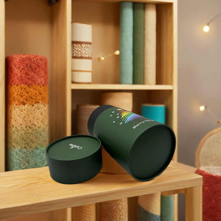 Tubo redondo de papel artesanal verde cilindro ecológico de venta caliente