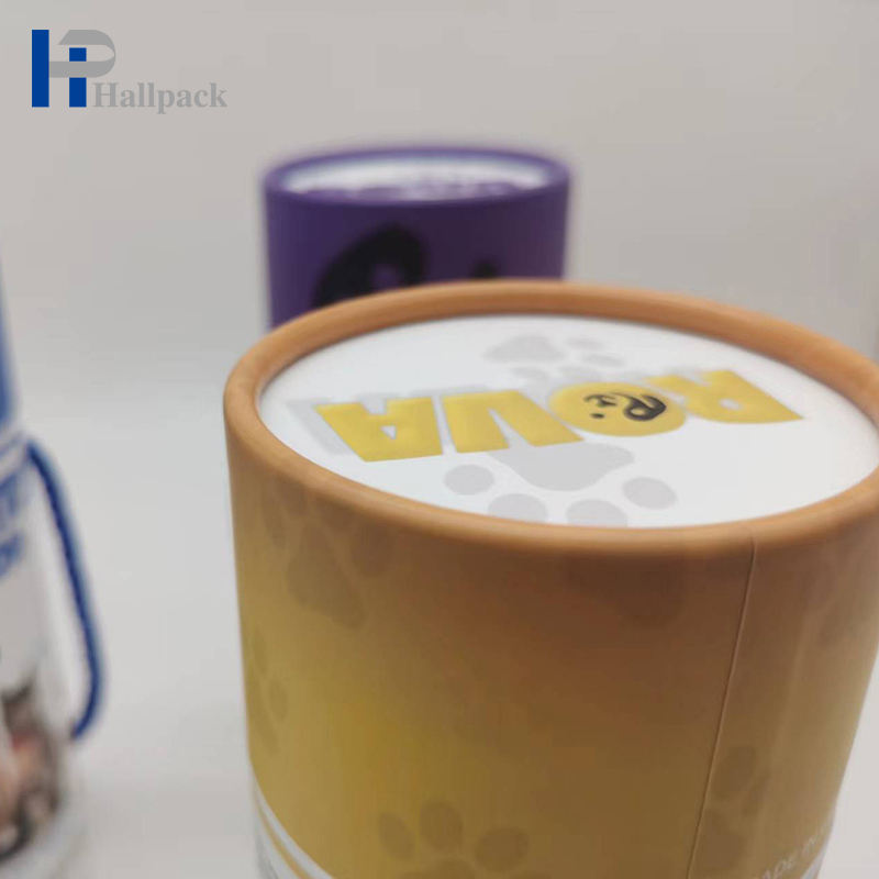 Caja de encargo del tubo del papel acanalado de los bocados del animal doméstico del tubo del papel del color con la manija