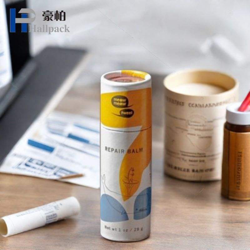 Diseño de marca personalizado, cartón Kraft biodegradable, Push Up, desodorante en barra, contenedor, tubo de bálsamo labial, embalaje, papel compostable