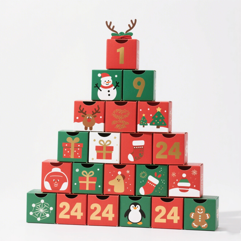 Embalaje de caja de calendario de adviento de adviento de Navidad biodegradable