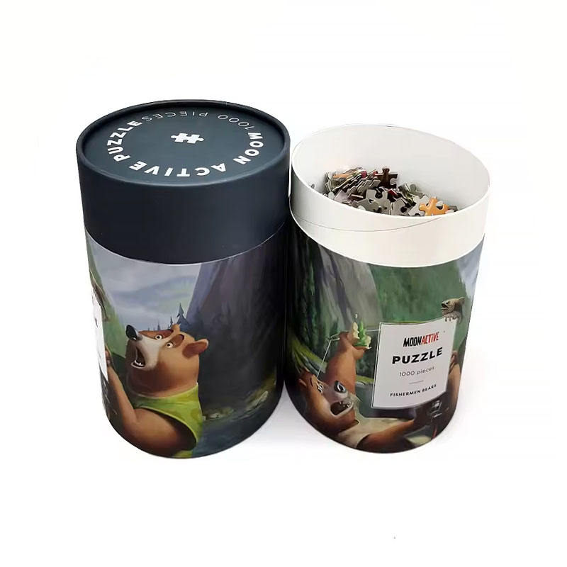 Caja de cilindro de embalaje de cartón de papel artesanal de embalaje de tubo de papel de rompecabezas de bloques de construcción para juguete