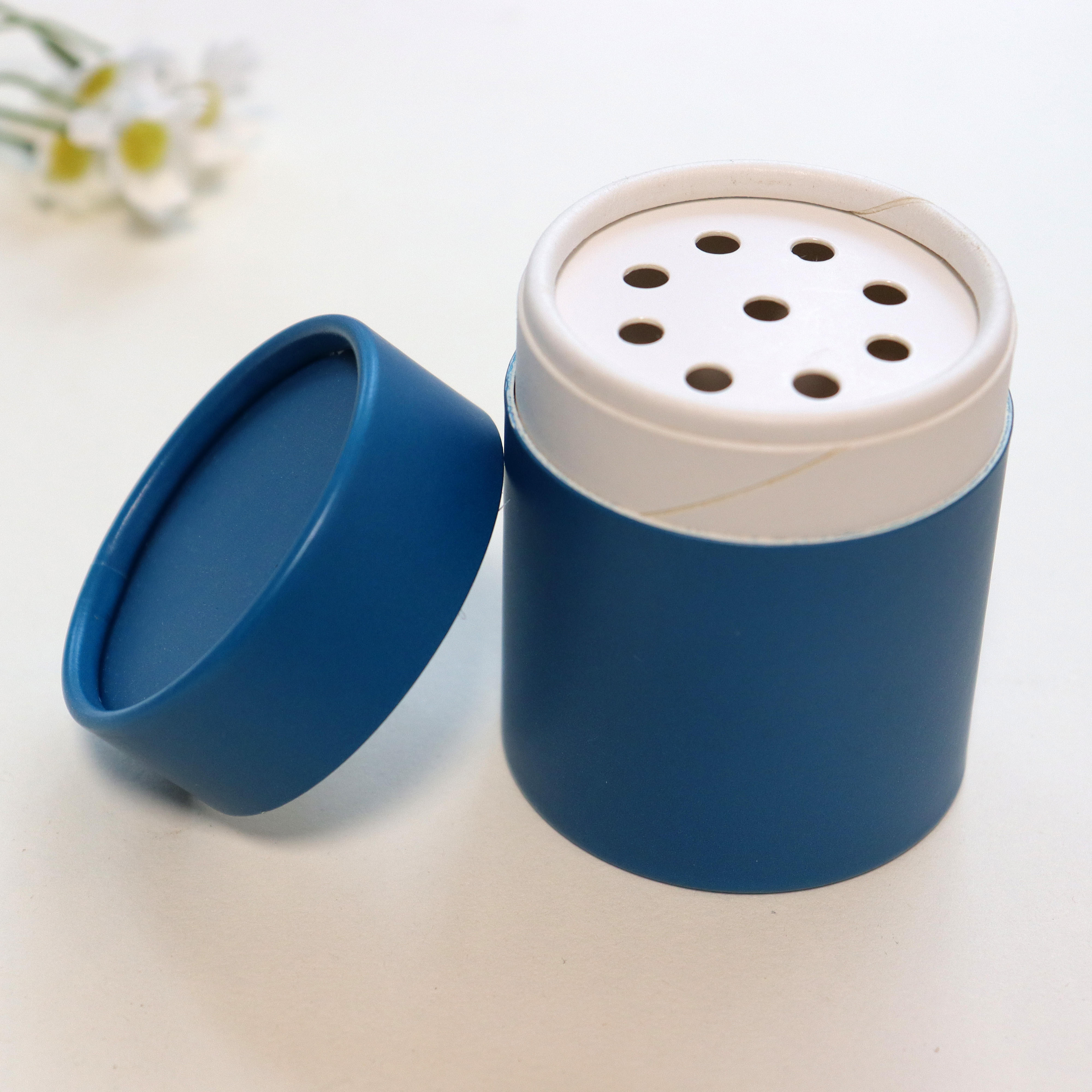 Caja cilíndrica de tubo de papel de embalaje de cosméticos en polvo, coctelera de especias, sal, color personalizado, material Kraft
