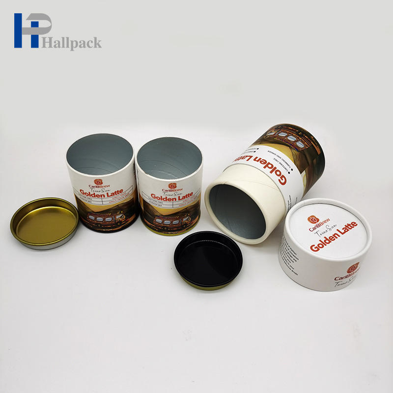 Caja de encargo amistosa del cilindro de la cartulina de la categoría alimenticia de Eco con el tubo de papel del metal que empaqueta para el té del café de las nueces