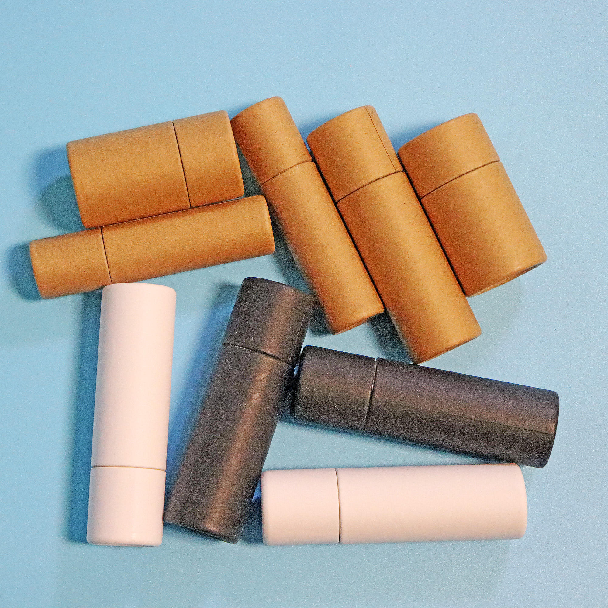 Tubo central de papel Kraft marrón, tubo de embalaje de papel, deadorante biodegradable blanco, brillo de labios, tubo de embalaje de bálsamo labial de papel Push Up