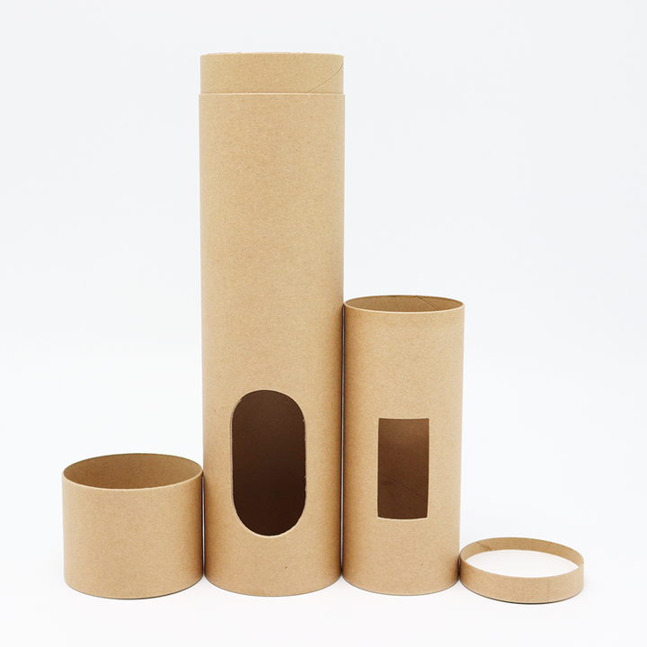 Caja cilíndrica de cartón para embalaje de ropa personalizada, respetuosa con el medio ambiente, tubo de papel con ventana para camisetas, ropa interior, calcetines y toallas