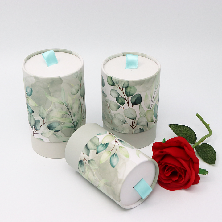 Caja cilíndrica de cartón de calidad alimentaria personalizada respetuosa con el medio ambiente con embalaje de tubo de papel de cinta para café y té