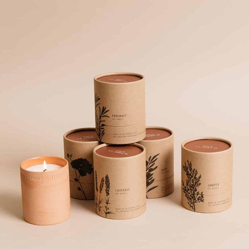 Tubo de papel empaquetado caja de encargo respetuosa del medio ambiente del cilindro de la cartulina del regalo y del arte que empaqueta para la vela