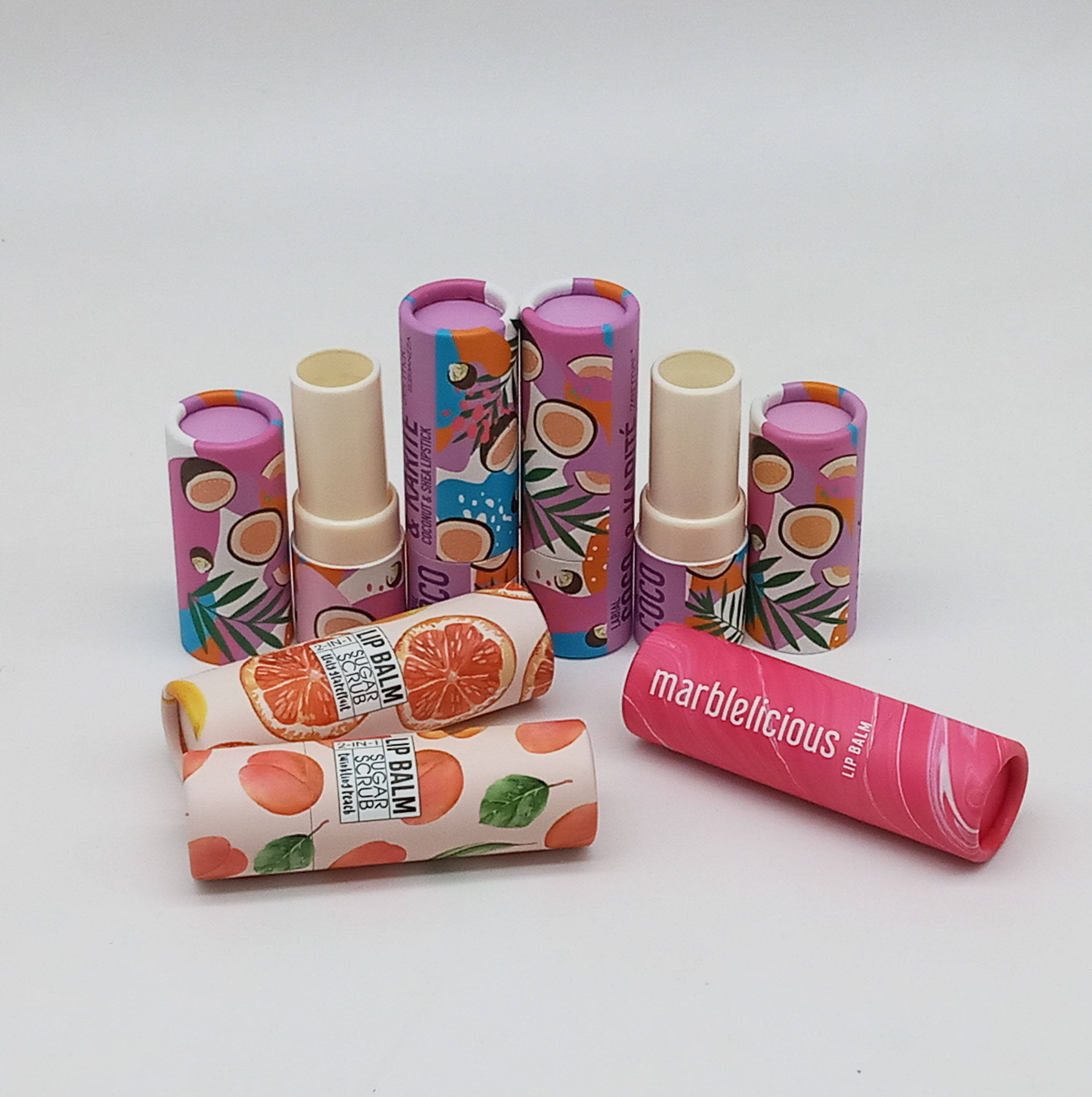 El mini bálsamo labial de la torsión empuja hacia arriba el envase del desodorante del tubo de papel 3.5g resistente al aceite