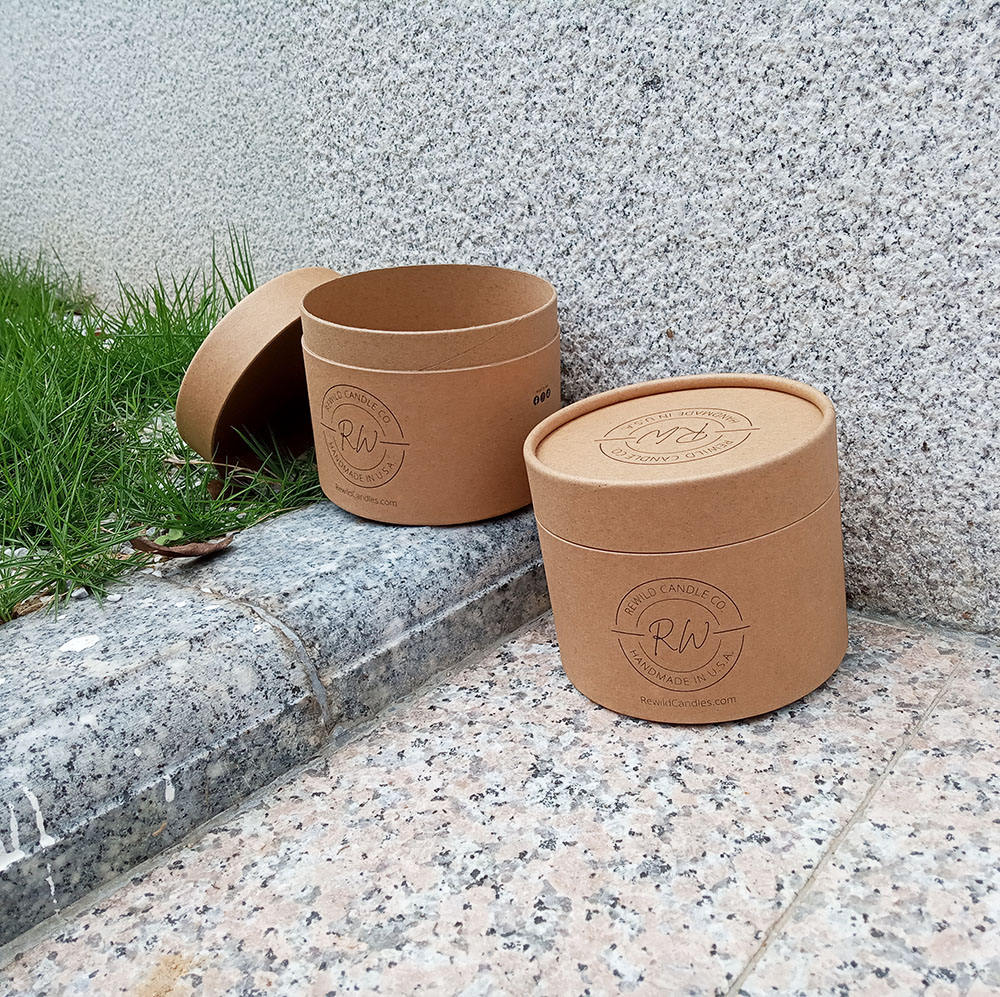 Embalaje de tubo de papel de vela personalizado de material 100% reciclado