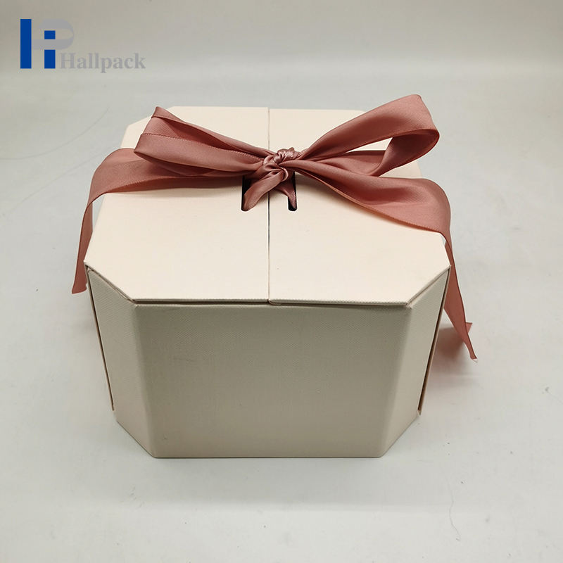 Caja de regalo de alta calidad ecológica con cinta rosada