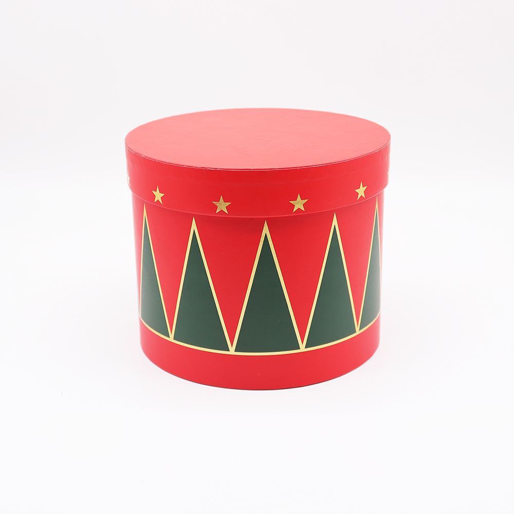 Conjunto para guardar las vacaciones, embalaje de cartón de regalo rojo, se puede personalizar, embalaje de caja de regalo de flores de papel redondo biodegradable