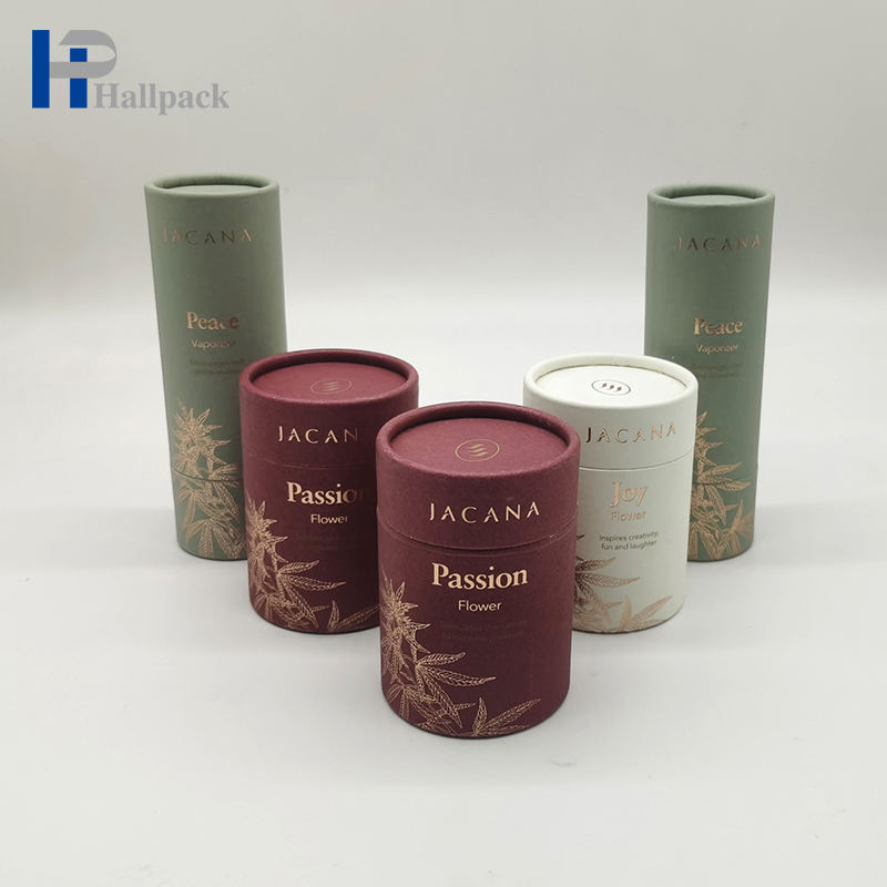 Caja de tubo redonda de papel de impresión dorada de embalaje de tubo de vela de papel Kraft reciclable ecológico para té