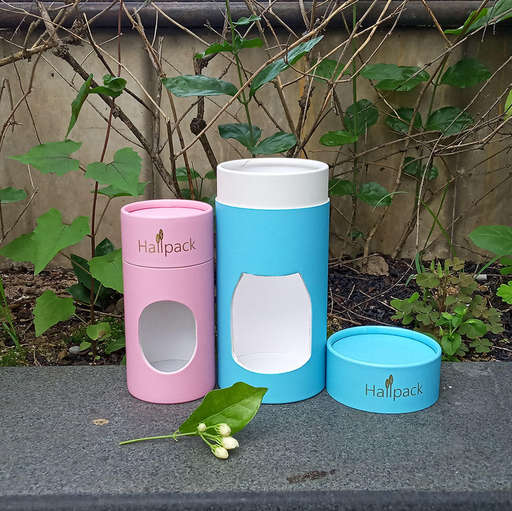 Cajas biodegradables de empaquetado del cilindro de la ventana de la vela de la vela del tejido de Kraft de la vela de empaquetado del tubo de papel vacío redondo de encargo