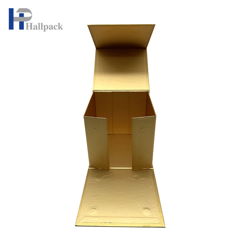 Caja de papel de empaquetado de oro plegable al por mayor de la tapa magnética de la forma cuadrada de la caja de papel