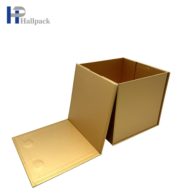 Caja de papel de empaquetado de oro plegable al por mayor de la tapa magnética de la forma cuadrada de la caja de papel